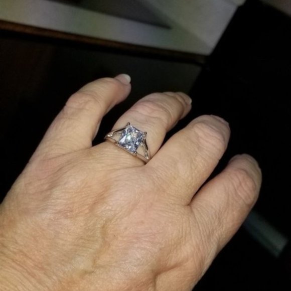 Delicate Princess Cut White Sapphire Ring 7-8-9 - Picture 2 of 4